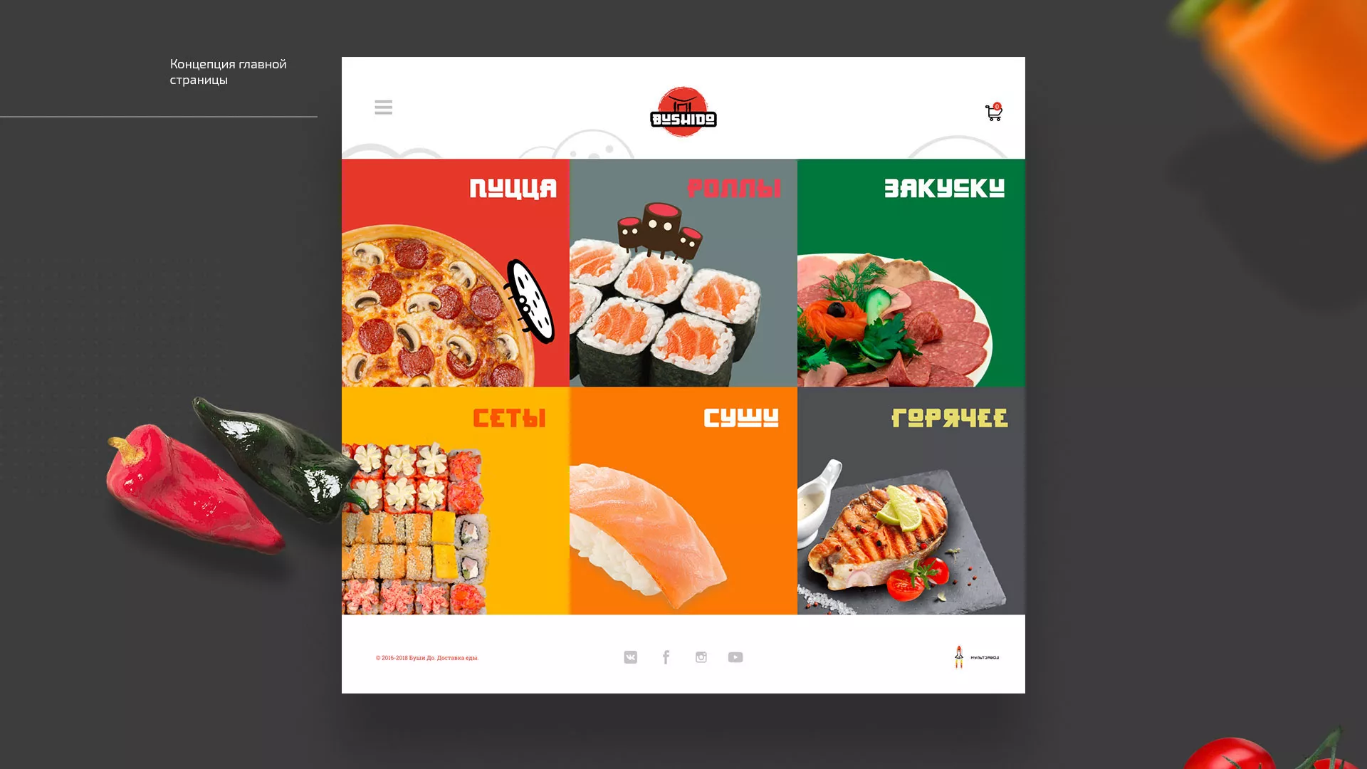 Разработка сайта для пиццерии «BUSHIDO» в Вологде